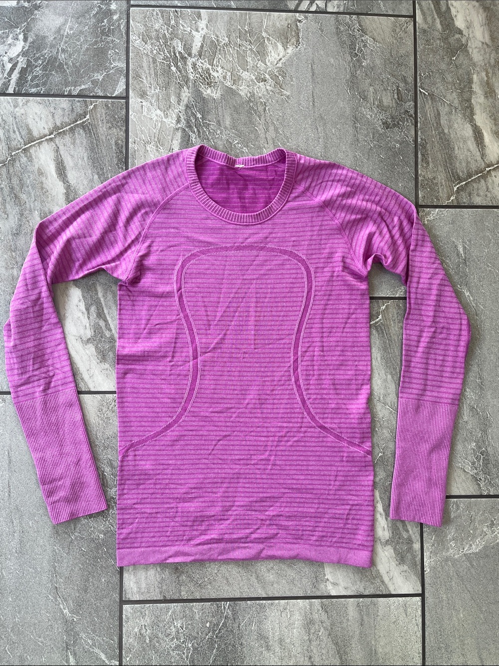 🍋 Lululemon Run Swiftly Tech Long Sleeve Size 8 Heathered Ultra Violet Stripe